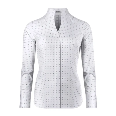 Immagine di Vincenzo Boretti Leicht Tailliert Kelchkragen Camicia, Donna, Taglia: 36, Weiß dunkelblau