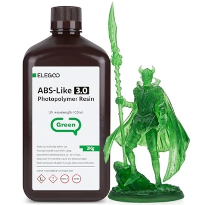 Immagine di ELEGOO Resina ABS Like 3.0, LCD UV Rapida Alta Precisione, Non Brittle, Migliorata Forza e Durezza per LCD/DLP Stampante 3D Fotopolimerica,Verde Chiaro 2000G