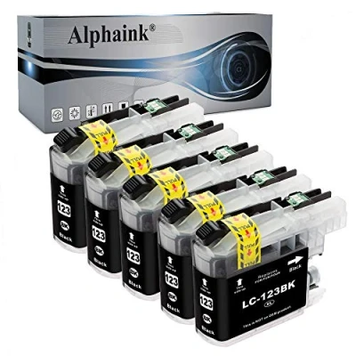 Immagine di alphaink 5 Cartucce LC123 compatibile con Brother LC 123 per DCP J132W J152W J4110DW J552DW J752DW MFC J6520DW J6920 DW J4410DW J4510DW J470DW (5nere)