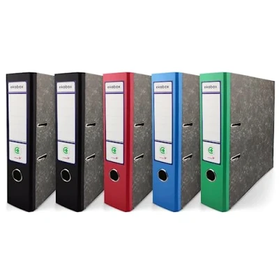 Immagine di Netuno 5 raccoglitori cartone grandi A4 dorso 8 cm nero (2 pezzi) blu rosso verde registratori con anelli carte archivio quaderni ad colorati