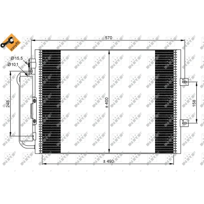Immagine di NRF EASY FIT 35879 Condensatore con essiccatore, anello tenuta 15,5 10,2 Alluminio 490 RENAULT: TWINGO 2