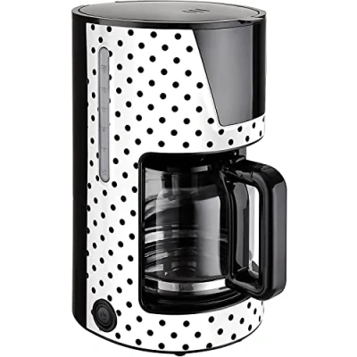 Immagine di Kalorik TKG CM 1045 WBD N Macchina da caffè con filtro retrò 1,5 l, in vetro, fino a 12 15 tazze, 900 Watt, colore: Bianco/Nero