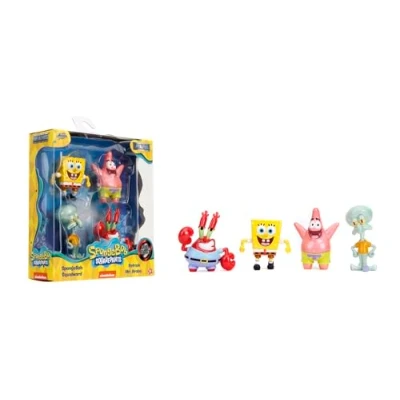 Immagine di Jada Set di 4 statuette personaggi realizzate in metallo bob spugna, patriccio, calamaro, don, 7 cm, prodotto autentico ufficiale, a partire da 3 anni (253252042), multicolore