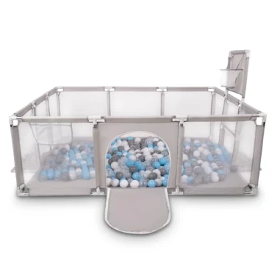 Immagine di Selonis Big Size Playground Recinto Per Bambini Con 100 Palline 6 Cm, Grigio: Grigio/Bianco/Transparente/Babyblue