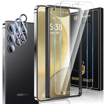 Immagine di UniqueMe 4 Pezzi Pellicola Protettiva per Samsung Galaxy S24 Plus, 2 Vetro Temperato Plus e Protezione Fotocamera, Resistente ai Graffi, Bubble Proof
