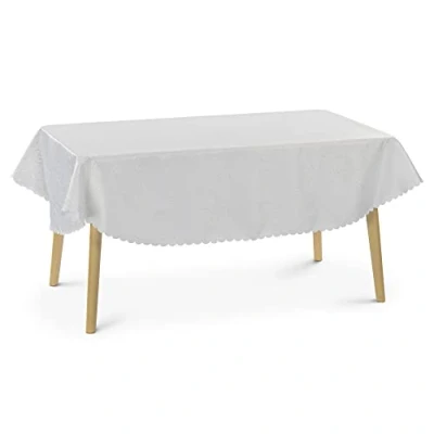 Immagine di Jemidi Elegante tovaglia ornamentale effetto seta lucida, disponibile in 31 misure e 7 colori, Poliestere, bianco, Oval160x220