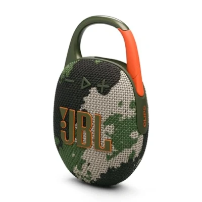 Immagine di JBL Clip 5 Speaker Bluetooth Portatile, Altoparlante Wireless Compatto, Moschettone Integrato, Waterproof e Resistente alla Polvere IP67, fino a 12 h di Autonomia, App Portable, Mimetico