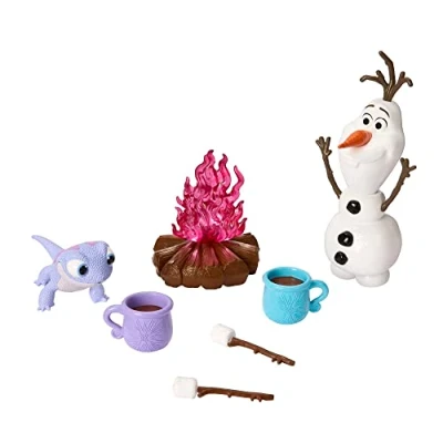 Immagine di Mattel Disney Frozen Set Cioccolata tra Amici, include i personaggi Olaf e Bruni più di 5 accessori da campeggio, ispirato al film 2, giocattolo per bambini, 3+ anni, HLW62