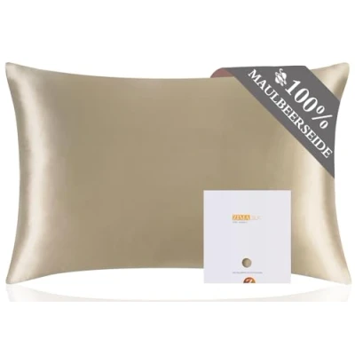 Immagine di ZIMASILK, Federa in 100% seta di gelso, con entrambi i lati 19 Momme, delicata sui capelli e sulla pelle, 1 pezzo (40 x 80 cm, grigiobruno)