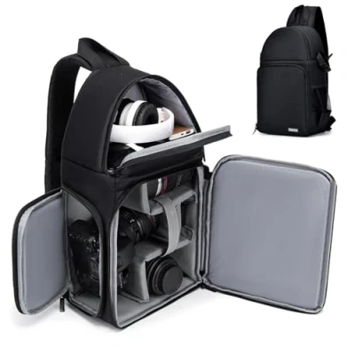 Immagine di CADeN DSLR Borsa a tracolla per fotocamera reflex Sistema antifurto Impermeabile Doppio uso