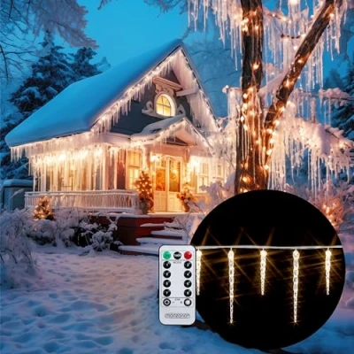 Immagine di Monzana Cascata Luminosa Ghiaccioli a LED di Natale 40 Lampade 8 Modalità Telecomando Timer IP44