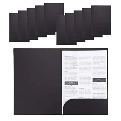 Immagine di Confezione da 10 cartelle portadocumenti formato A4, colore nero, protocollo, portadocumenti, organizer per ufficio e scuola