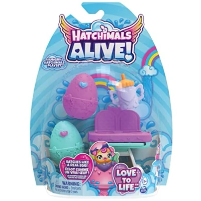Immagine di HATCHIMALS Alive, Confezione con Due Uova Che Si schiudono l’Acqua e seggiolone, Giocattoli per Bambine Bambini dai 3 Anni in su