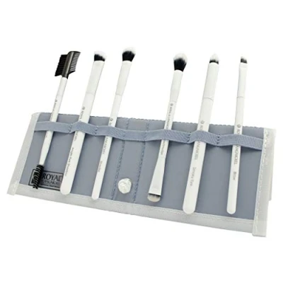 Immagine di Moda Royal &amp; Langnickel Set di 7 pennelli da trucco con astuccio, include pennello per ombreggiatura, ombretto, occhi fumosi, sopracciglia e pettine ciglia, colore: bianco