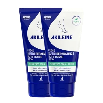 Immagine di AKILEINE Crema nutri riparatrice per piedi secchi Idratazione intensa Ripara crepe e Pelle più morbida rigenerata Confezione da 2 x 75 ml