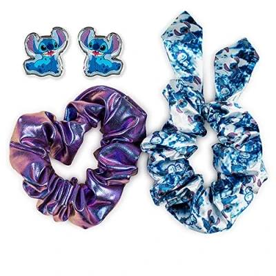 Immagine di DISNEY Lilo &amp; Stitch VE700427L Set di orecchini e elastici blu, 4 Piece Set, Tessuto, Senza pietre preziose