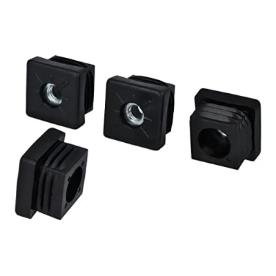 Immagine di GleitGut 4 tappi filettati per tubo quadrato M8 e M10, connettori quadrati in plastica nera (30 x 30 mm M8)