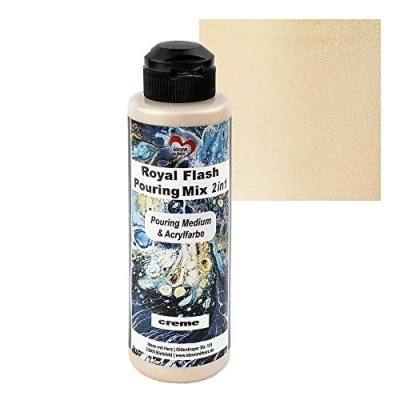 Immagine di ideen mit herz Royal Flash Pouring Mix 2 in 1 Medium e vernice acrilica metallica uno Con riflessi metallici particelle glitterati fini 180 ml Pronto all&#039;uso (crema)