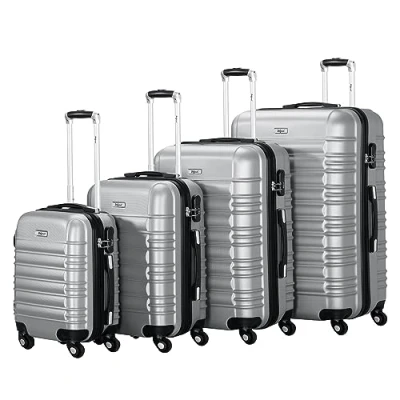 Immagine di Zelsius set di 4 valigie valigetta rigida in ABS con serratura a combinazione, ruote doppie e divisorio interno valigia bagaglio mano da pezzi, trolley grande, grigio., 75 x 50 32
