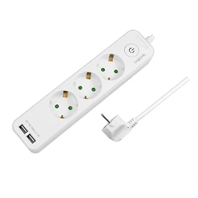 Immagine di LogiLink socket strip with switch and IP20 protection, cable length = 1.5 m, White
