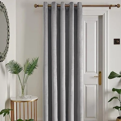 Immagine di Laurence Llewelyn Bowen Montrose Tenda oscurante in velluto con occhielli, 168 x 214 cm, colore: Argento