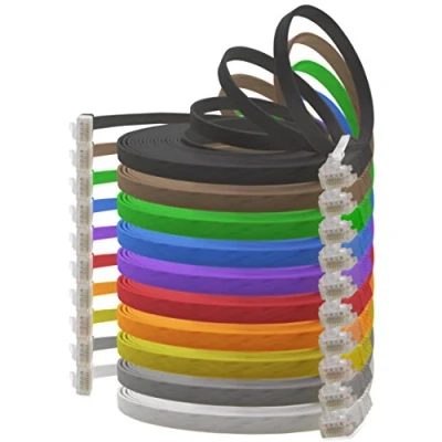 Immagine di 1aTTack.de 5m 10 colori pezzi Cavo di Rete Ethernet Cat6 Piatto Lan Gigabit RJ45 Cat 6 compatibile Cat5 Cat5e Cat7 Cat8