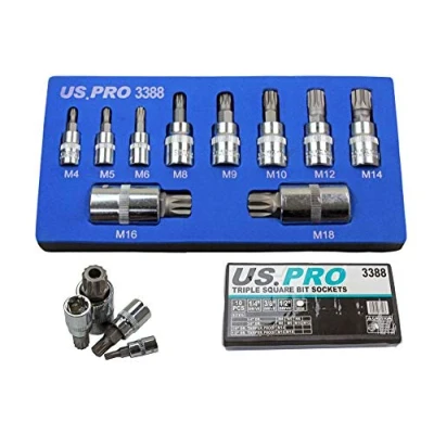 Immagine di Set di chiavi a bussola XZN 1/4&quot;, 3/8&quot;, 1/2&quot;, dentatura interna, 10 pezzi, M4 M18