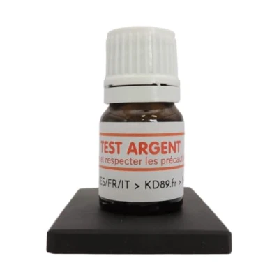 Immagine di KD89 Test reattivo/soluzione per testare argento, con pietra di paragone naturale e istruzioni multilingue, spatola gioielli, monete, lingotti, 2,5 ml, KIT1A