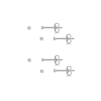 Immagine di Amberta Orecchini a Lobo Mini in Argento Sterling 925 con Zirconia Cubica 2 mm Due Paia di Piccoli per Donna Set 4 Brillantini Perno Pietra Punto Luce Brillante