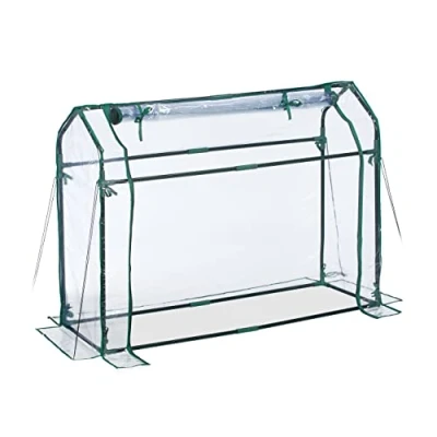 Immagine di Relaxdays Serra per Orto, Telo in PVC, Porta Srotolabile, HxLxP: 92x124x42 cm, Sistema Chiuso, Giardinaggio, Trasparente, 50% 40% Ferro 10% plastica, 1 pz