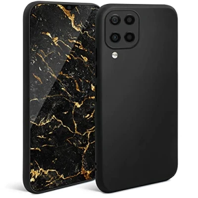 Immagine di Moozy Minimalist Series, Cover in Silicone per Samsung A12, Nero Custodia Cellulare Finitura Opaca, Sottile e Morbida TPU Case