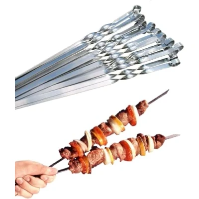 Immagine di spiedini per barbecue in acciaio inox carne e verdura (10 pezzi/60 cm) extra forti 2 mm, carne, barbecue, kewers, shish kebap, 40/50/60 l