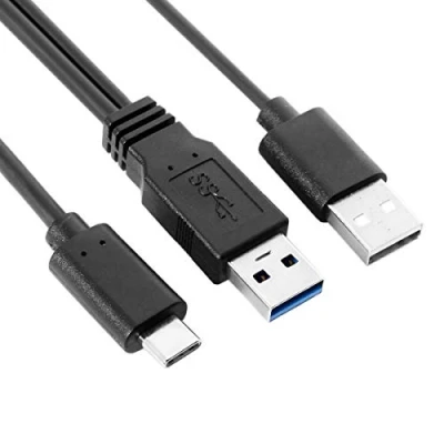 Immagine di Xiwai Tipo C USB a 3.0 maschio e 2.0 Dual Power Data Cavo Y per computer portatile disco rigido