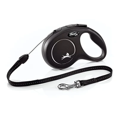 Immagine di flexi® Guinzaglio Retrattile Classico per Cani (Corda), ergonomico, Resistente e Anti groviglio, Fino a 11,8 kg, 7,9 m, Piccolo, Nero