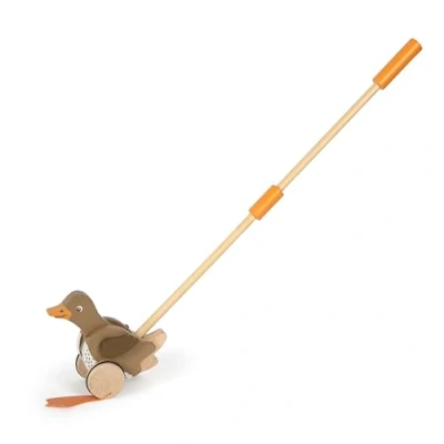 Immagine di small foot Animale da Spingere Anatra con Testa Mobile in Legno, Aiuta ad Imparare a Camminare, PE Bambini dai 18 Mesi, 12493, Colore Colorato