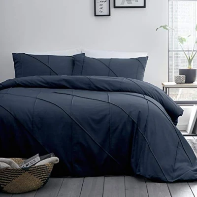 Immagine di Serene Dart Set copripiumino plissettato, per letto singolo, colore: blu navy