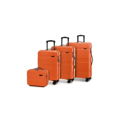Immagine di WITTCHEN KOMODO Line Set di valigie Valigia da viaggio Bagaglio rigido in ABS Lucchetto TSA Taglia (S+M+L+Borsa toilette) Arancione