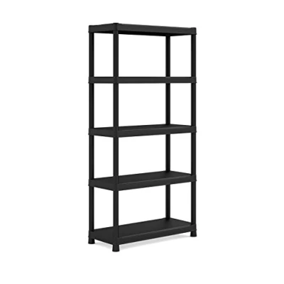 Immagine di Keter Plus Double SCAFFALE 5 Ripiani PIENI E Doppia Opzione di Montaggio, Nero, 90x40x182 cm