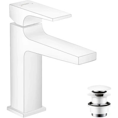 Immagine di hansgrohe Metropol Miscelatore monocomando lavabo 110 con maniglia a leva e push open, bianco opaco, 32507700