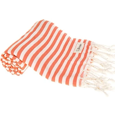 Immagine di Bersuse 100% Coton Malibu Asciugamano Turco Fouta Peshtemal per Bagno e Spiaggia Arancione