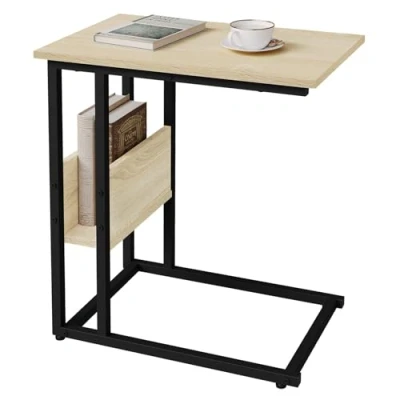 Immagine di WOLTU Tavolino Laterale da Divano Piccolo Tavolo Caffè per Salotto in MDF e Ferro Colore Nero TS79sz