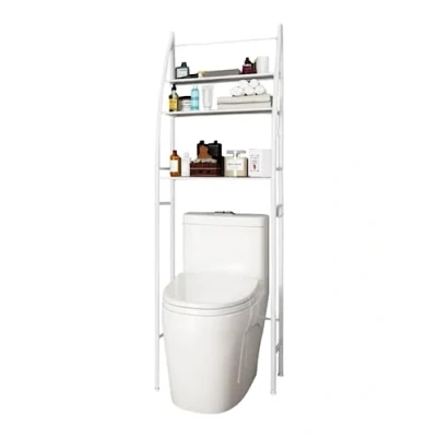 Immagine di MAGIC SELECT Scaffale da Bagno su WC Bianco Risparmia Spazio con 3 Ripiani Portaoggetti Impermeabile Gambe Regolabili in Altezza.