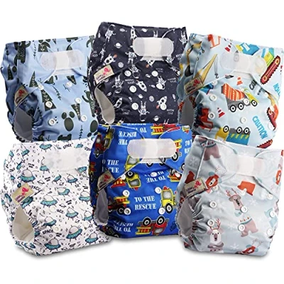 Immagine di Littles and Bloomz FLV2 0612 Pannolino lavabile per bambini, riutilizzabile, con bottoni a pressione standard, confezione da 6 pannolini