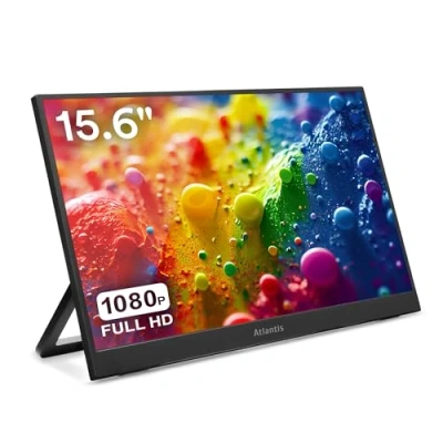 Immagine di Atlantis Monitor Portatile 16 Pollici, 1080P Full HD 1920x1080, HDMI/Type_C, Speaker 2x1W, Inclinazione Regolabile, display IPS, per Notebook/Console/Switch/ 179/179, Cavo HDMI 1,5m/Type_C, peso&lt; 1Kg.