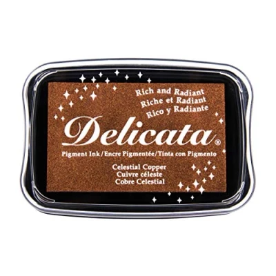 Immagine di Rayher 29187638 Tampone D’inchiostro per Timbri „Delicata“, dimensione 9,9X6,8X1,9Cm, Pigmentato Color Rame Metallizzato, A Base D&#039;Acqua, Lavori Con Carta, Cartone, Embossing