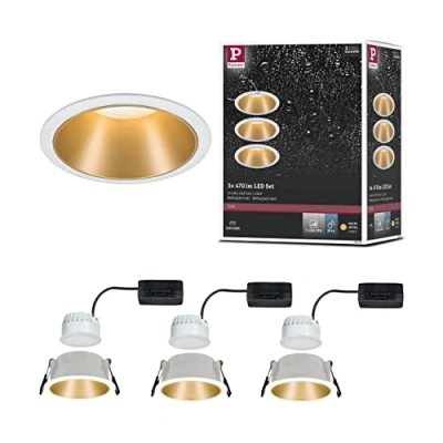 Immagine di Paulmann 93406 Cole Coin Lampada da incasso Kit 3 LED (monocolore) 6.50 W Bianco, Oro