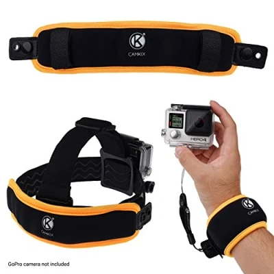 Immagine di CamKix 2in1 Laccio da Polso Galleggiante &amp; Supporto per la Testa Compatible con GoPro Hero 8 Black 7/6 / 5, Session, 4, Black, Silver, Hero+ LCD, 3+, 3, DJI Osmo Action