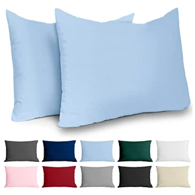 Immagine di Dreamzie Federe 30x50 Cotone Rinforzato (Set da 2) Blu Chiaro Trama Fitta a 57 Fili/cm² Cuscini cm Cuscino Certificate Oeko Tex