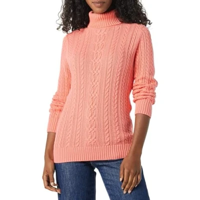 Immagine di Amazon Essentials Maglione A Collo Alto Intrecciato con Screziatura (Taglie Forti Disponibili) Donna, Rosa Corallo, 6XL Plus