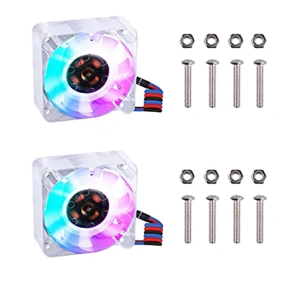 Immagine di GeeekPi 2PCS Raspberry Pi Ventola di Raffreddamento 40x40x10mm,DC 5V Brushless RGB CPU per 4 Modello B, 3B +, 3/2 B(Multicolore)